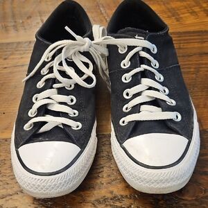 Converse Classic Black Canvas Lace-Up Sneakers - White Toe